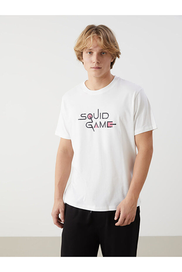 Xside Crew Neck Short Sleeve Squid Game Printed Combed Cotton Mens T-Shirt