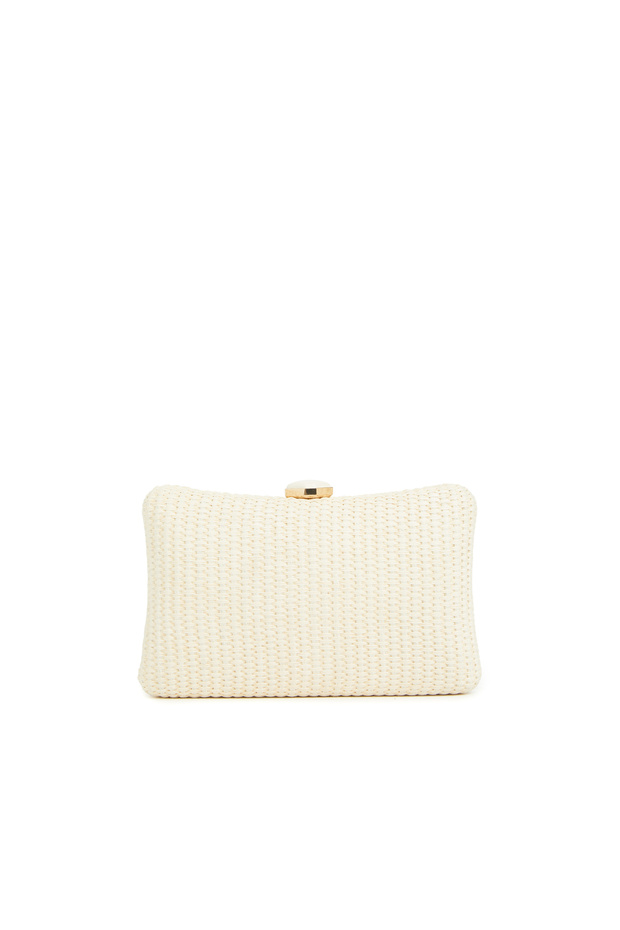 Bej Kadın Hasır Clutch - 1