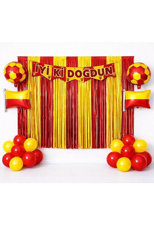 Luxury Yellow Red Fan (Super Set) with Backboard Concept Birthday Party Set Decoration