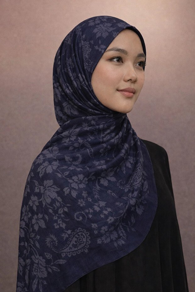 شال قطني ناعم من السلسلة الزرقاء الداكنة D5
