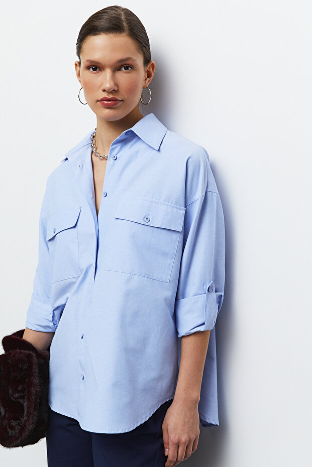 Cepli Oversize Gömlek - 1