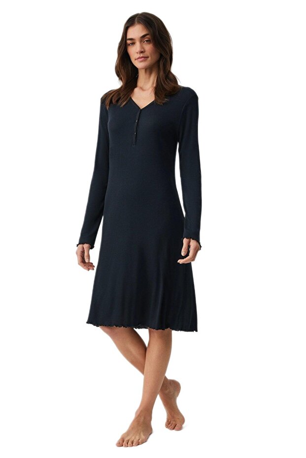 Combed Cotton Mood Women's Black Nightgown 9929