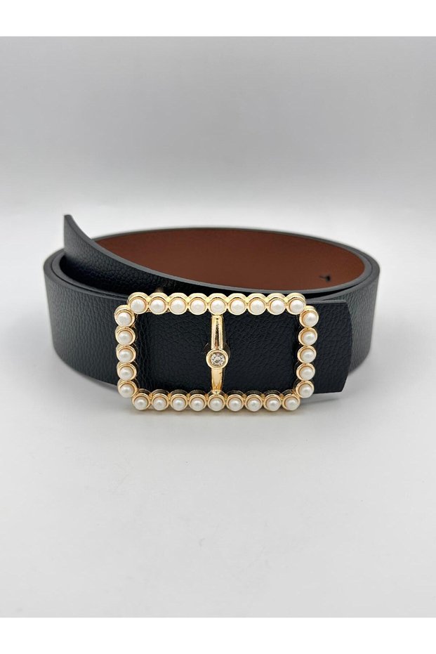 Gold Buckle Stoned Women's Belt Trouser Belt Dress Belt Shirt Belt Coat Belt