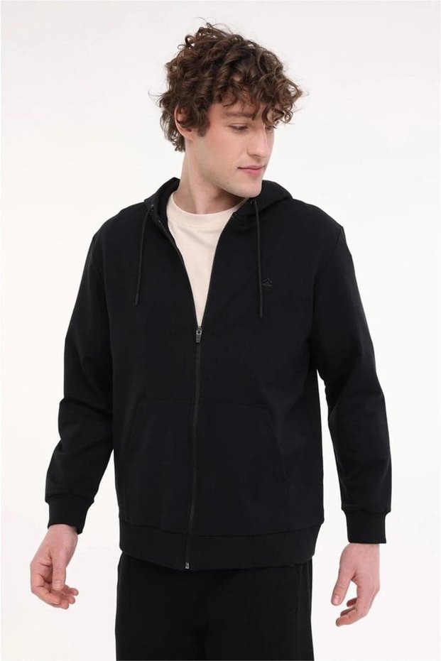 Sn72 Black Men's Zipper Hoodie