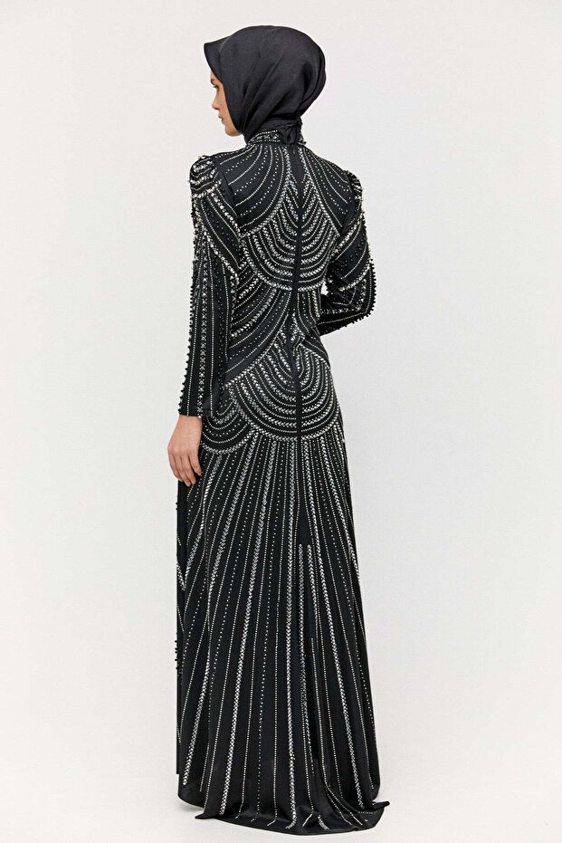 Taş İşlemeli Abiye Elbise - 6