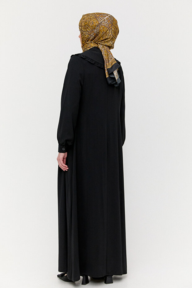 Düğmeli Krep Ferace - 6