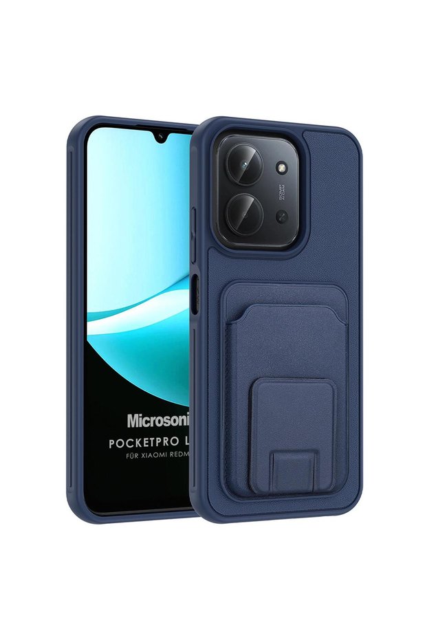Redmi 15C Case Pocketpro Litchi Navy Blue