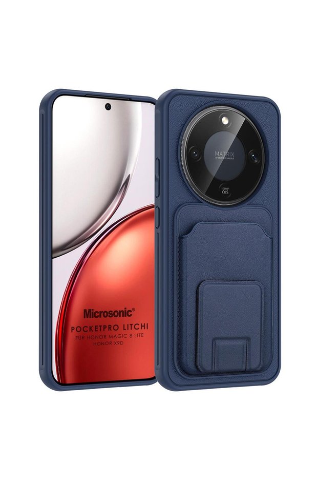 Honor Magic 8 Lite Case Pocketpro Litchi Navy Blue