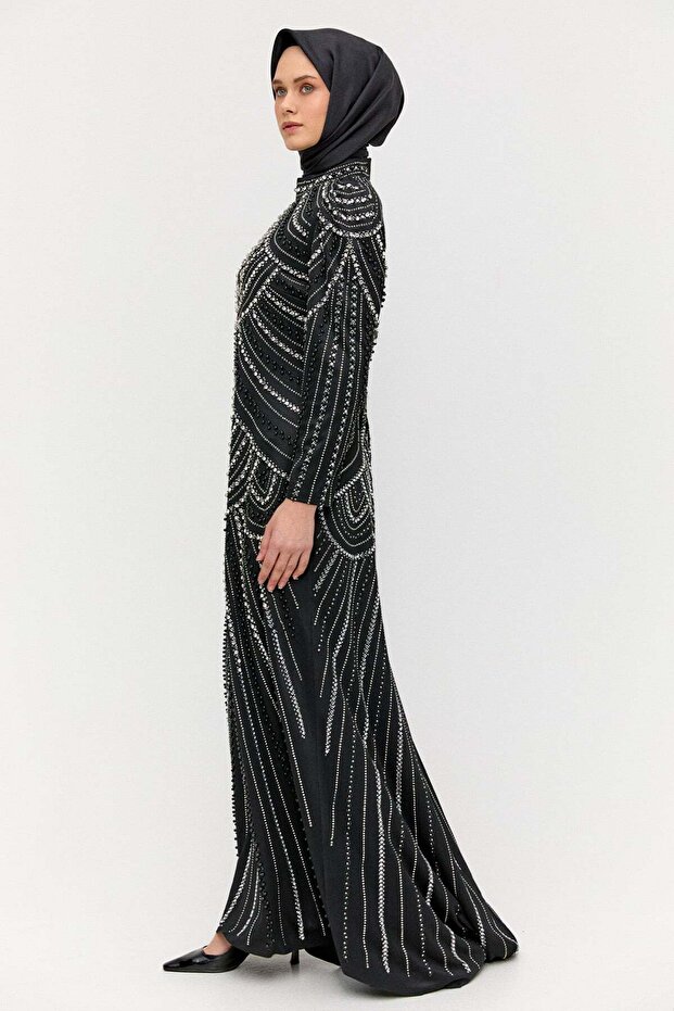 Taş İşlemeli Abiye Elbise - 2