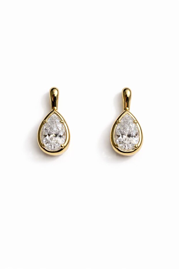 Drop Stone Gold Earrings