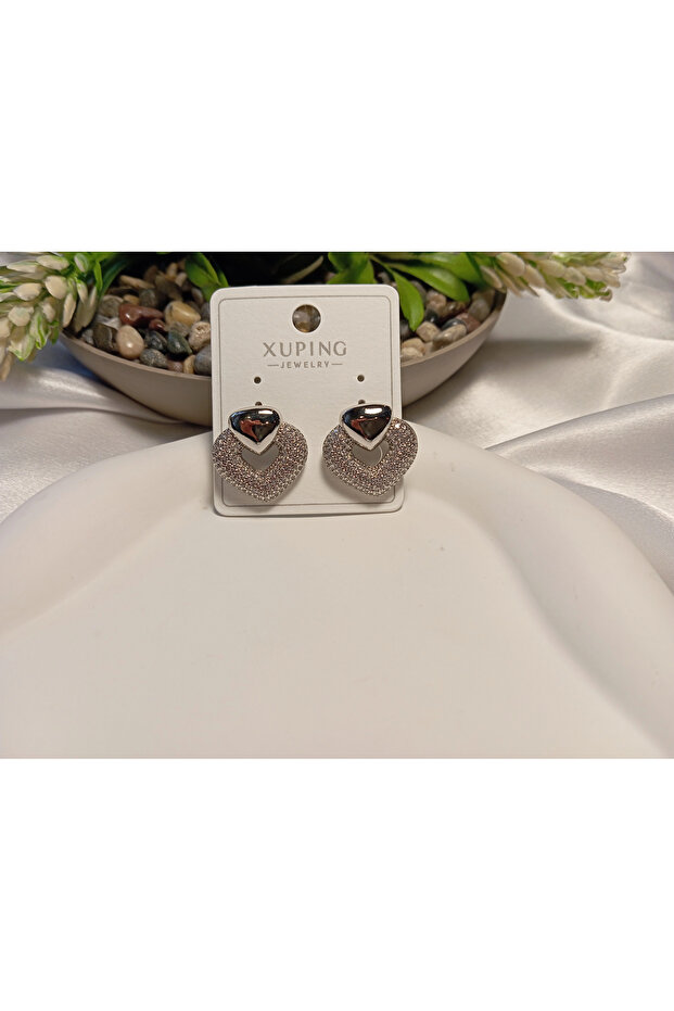 Zircon Stone Heart Earrings (1.5 cm)