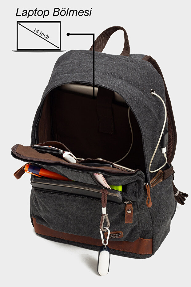 Ççs-51568 Canvas Backpack Black - 5