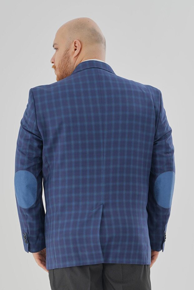 Men's Plus Size Checkered Pattern Jacket - 5