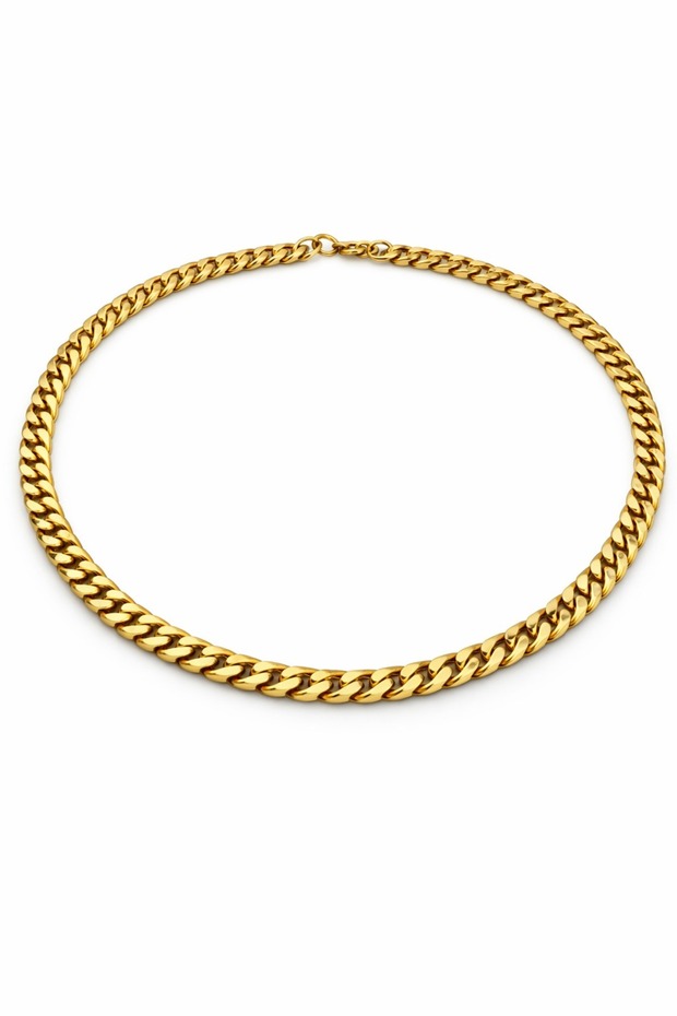 Luxury Men's Yellow Gold Stainless Steel Thick Gourmet Chain Necklace