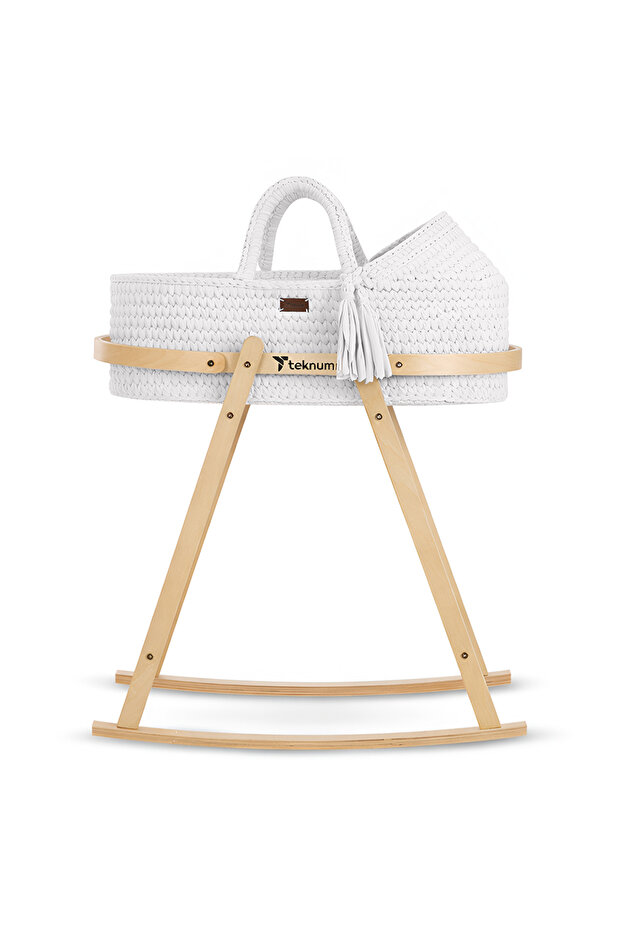 Moses Rope Basket with Stand - White