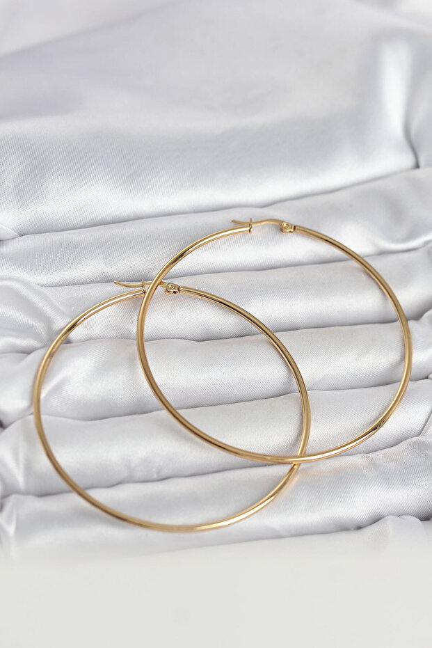 Gold Color 70 mm Women's Hoop Earrings - Ebj260220W39838