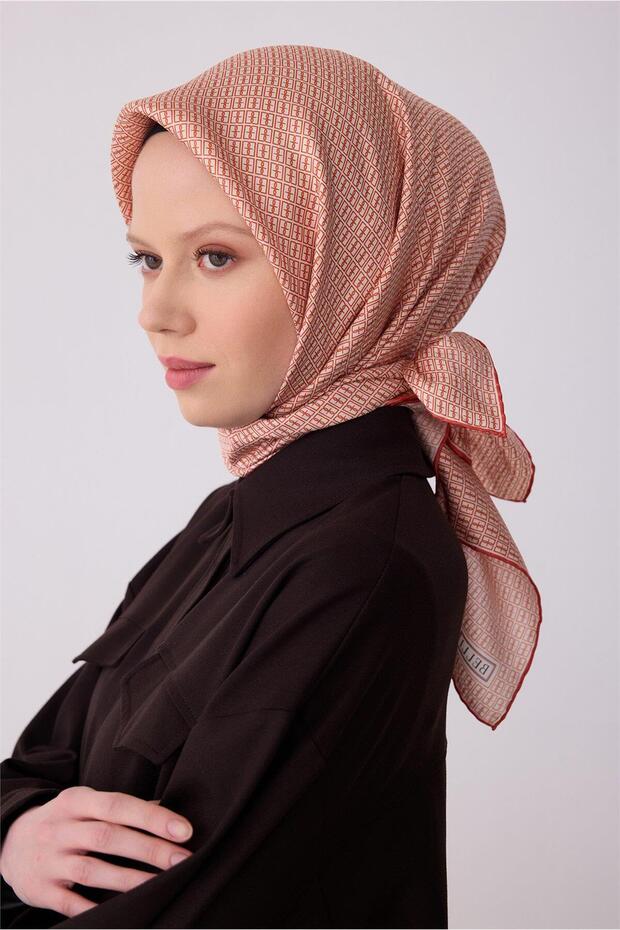 Tivil Pure Silk Scarf 4321 - 84 Orange Logo Pattern