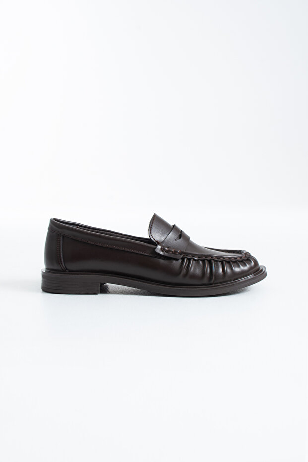 Monte Women's Black Leather Classic Loafer Shoes Flat Sole Daily Use