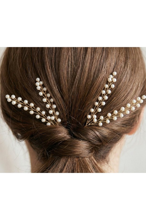 Elegant Pearl Branch Model Bridal & Evening Dress Hair Clip – Set of 2