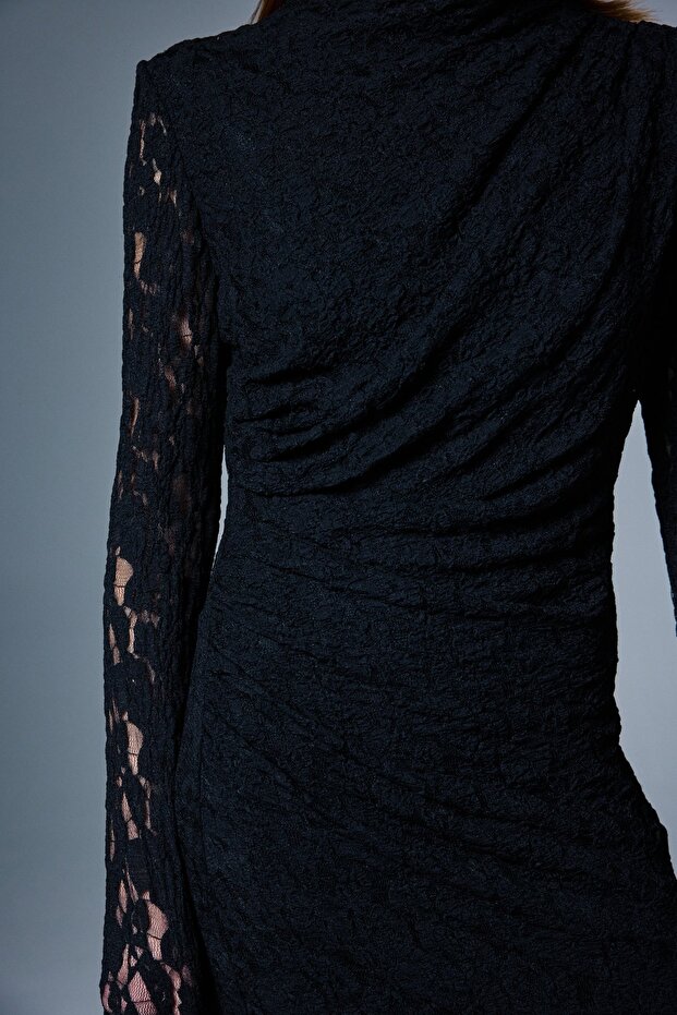 Dantel Elbise - Siyah - 7