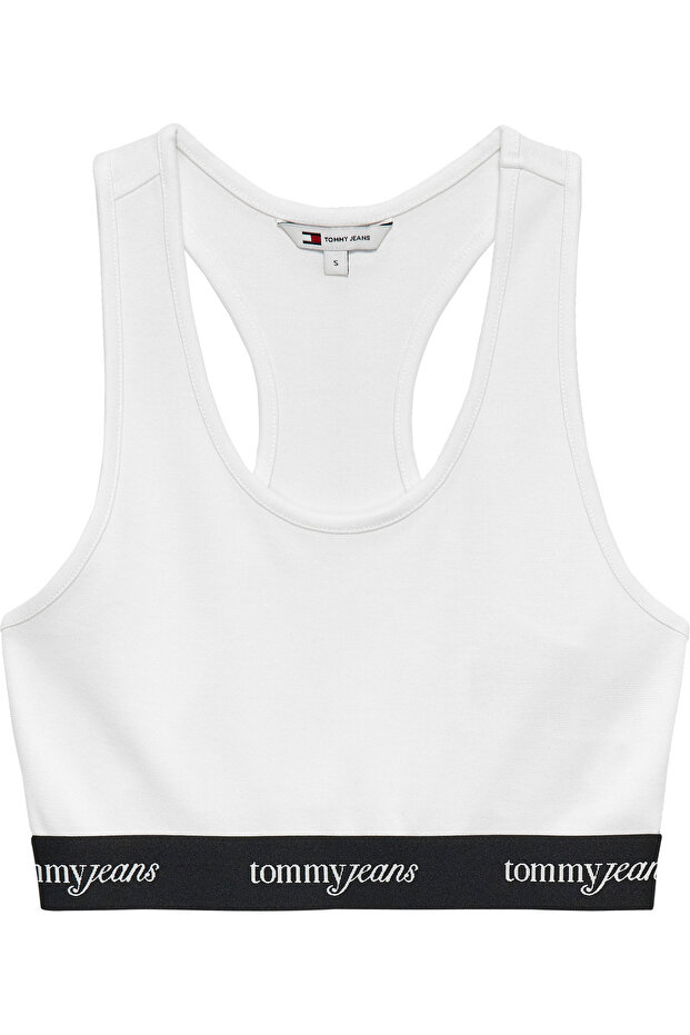 Tjm Women's White Crop Tape Bra Top