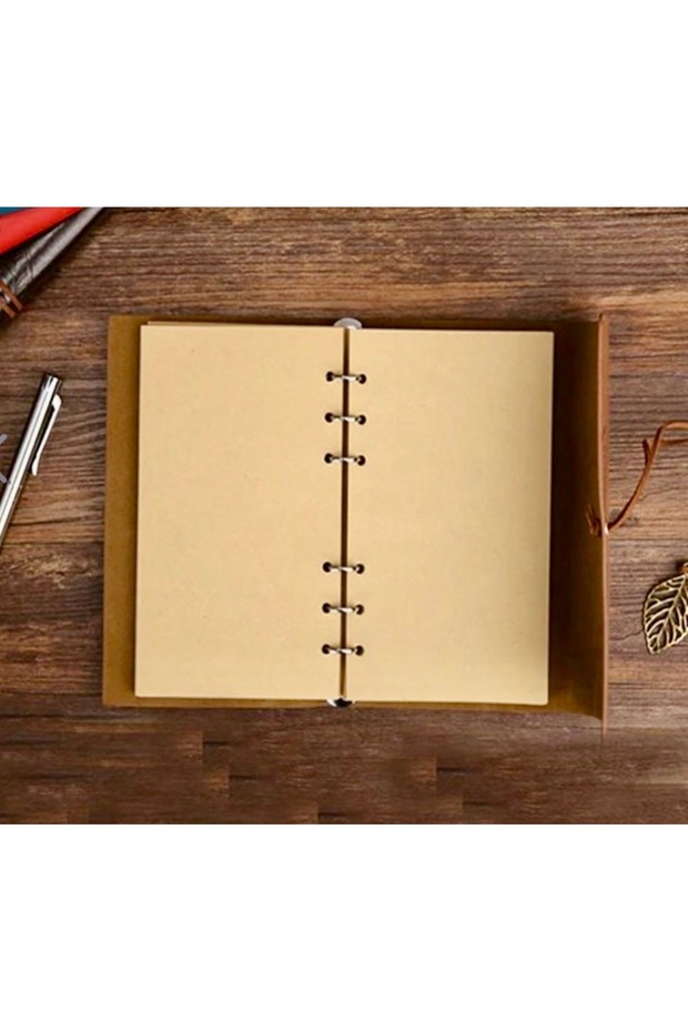 دفتر ملاحظات بغلاف من الجلد الأخضر مع نمط أوراق الشجر - 2