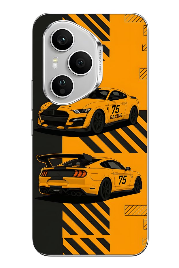 Honor 400 Pro Compatible Yellow Racing Car Pattern Transparent Phone Case