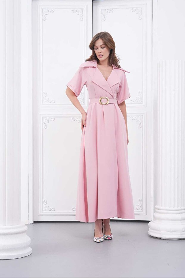 Krep Yakalı Elbise - 6