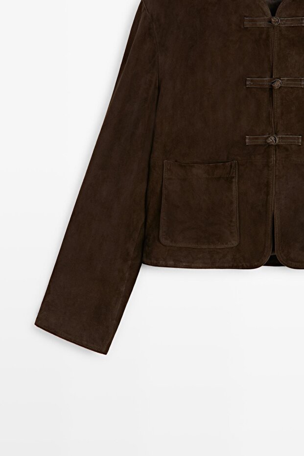 Kısa süet deri ceket - 6