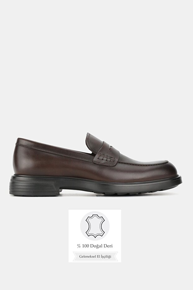Men's Brown Genuine Natural Leather Size 39-45 Eva Sole Loafer Shoes