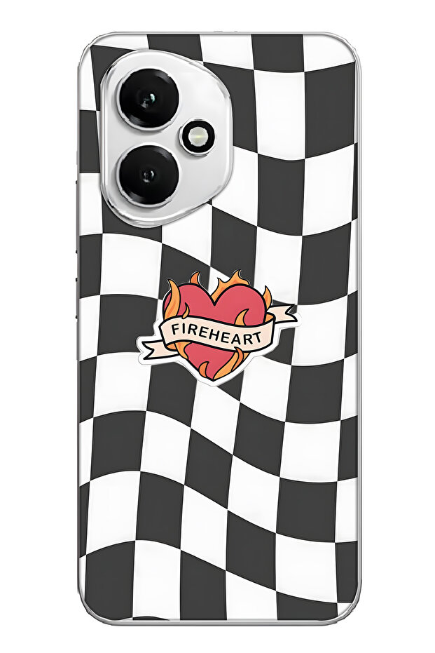 Honor 400 Compatible Fireheart Square Pattern Transparent Phone Case - 1