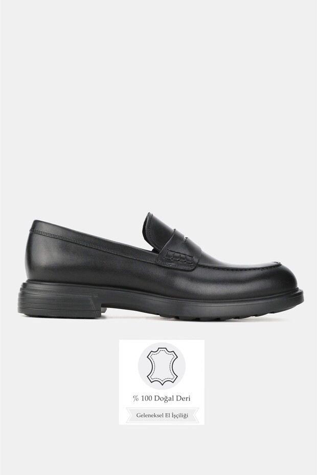 Men's Black Genuine Natural Leather Size 39-45 Eva Sole Loafer Shoes