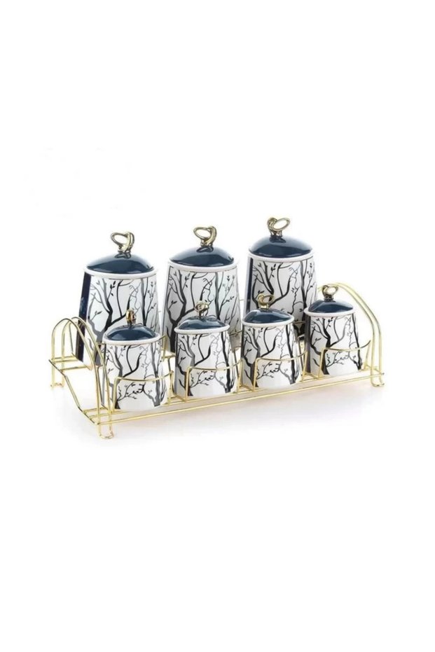 Bah2605 Multi-Colored Porcelain Spice Set 7 Pieces