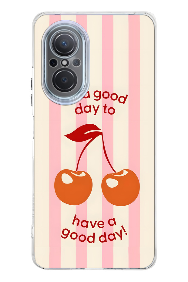 حافظة هاتف شفافة بنمط الكرز متوافقة مع هاتف هواوي نوفا 9 SE - 1