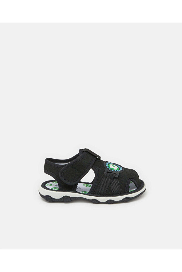 Boys Black Rubber Patch Casual Sandal