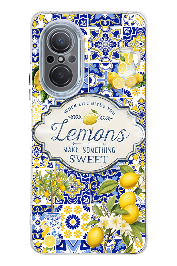 حافظة هاتف شفافة بنمط الليمون متوافقة مع هاتف هواوي نوفا 9 SE - 1