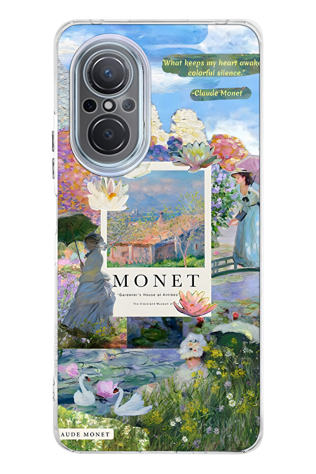 حافظة هاتف شفافة بنمط Monet Collage متوافقة مع هاتف Huawei Nova 9 SE - 1