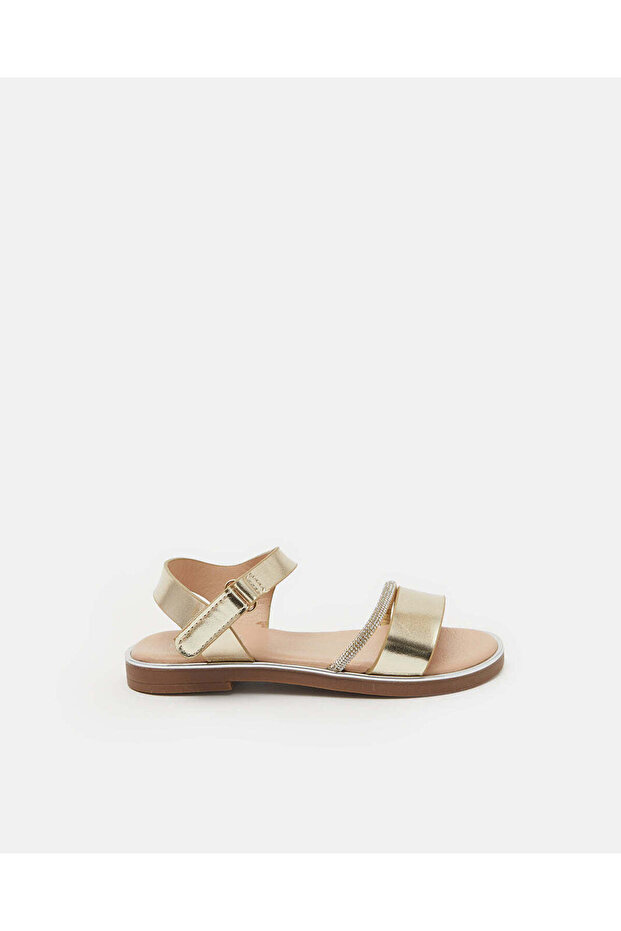 Girls Gold Diamante Backstrap Sandals