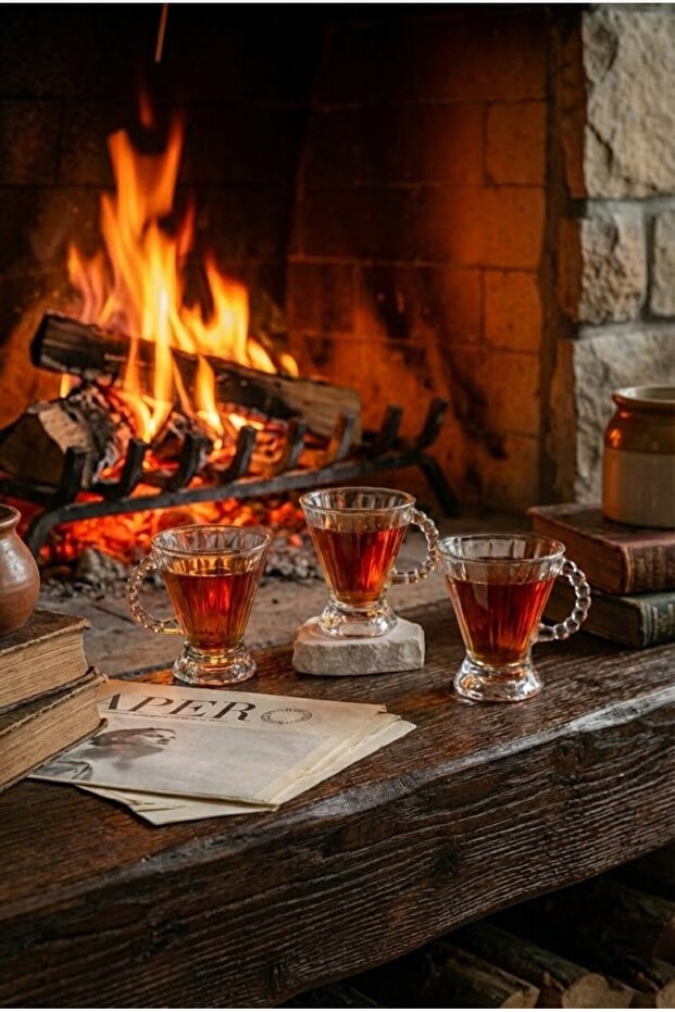3-Piece Boncuk Kulplu Keyf-I Ala Glass Cup Set