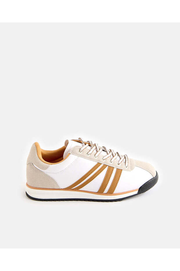 Women Beige Lace Up Sneakers