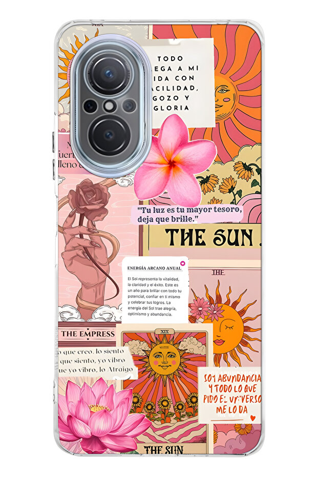 حافظة هاتف شفافة بنمط تاروت شمسي متوافقة مع هاتف هواوي نوفا 9 SE - 1