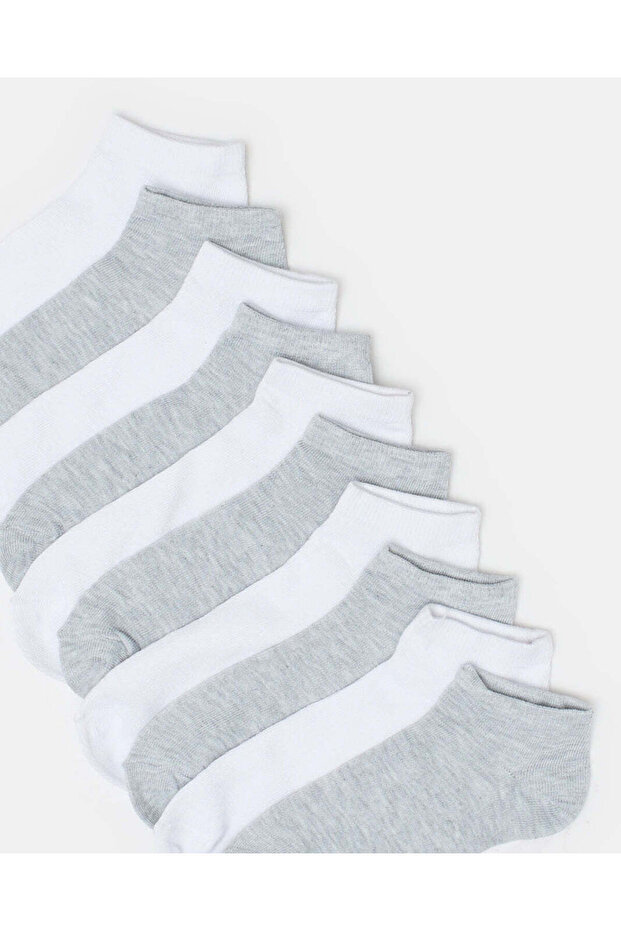 Women Grey and White 10 Pack Ankle Socks - 3