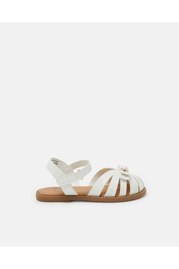 Girls White Pearl Fisherman Sandals