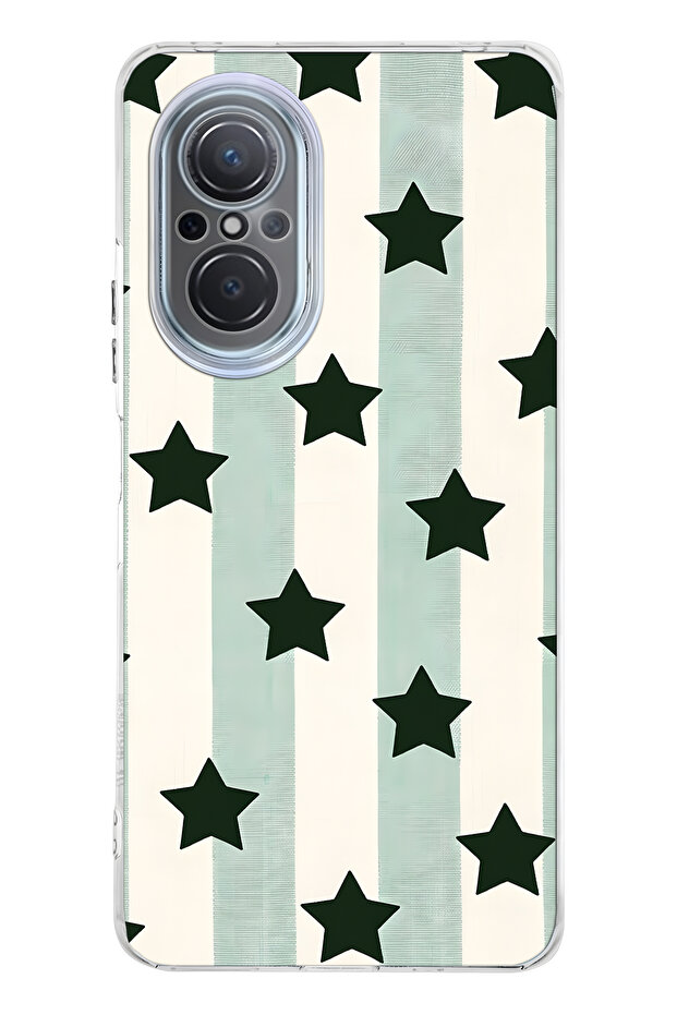 حافظة هاتف شفافة متوافقة مع هاتف هواوي نوفا 9 SE بنمط نجمة مخططة - 1