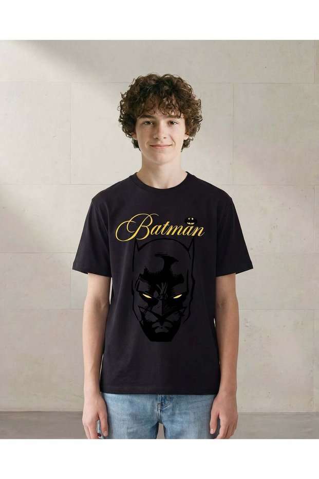 Senior Boys Black Batman Print T-Shirt