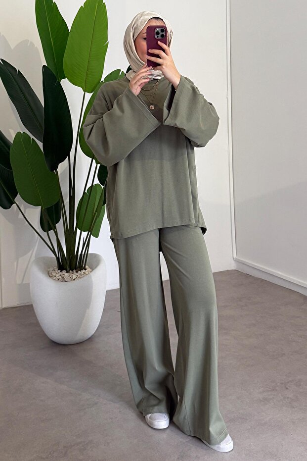 Oversize Basıc Takım - Haki Yeşil - 3