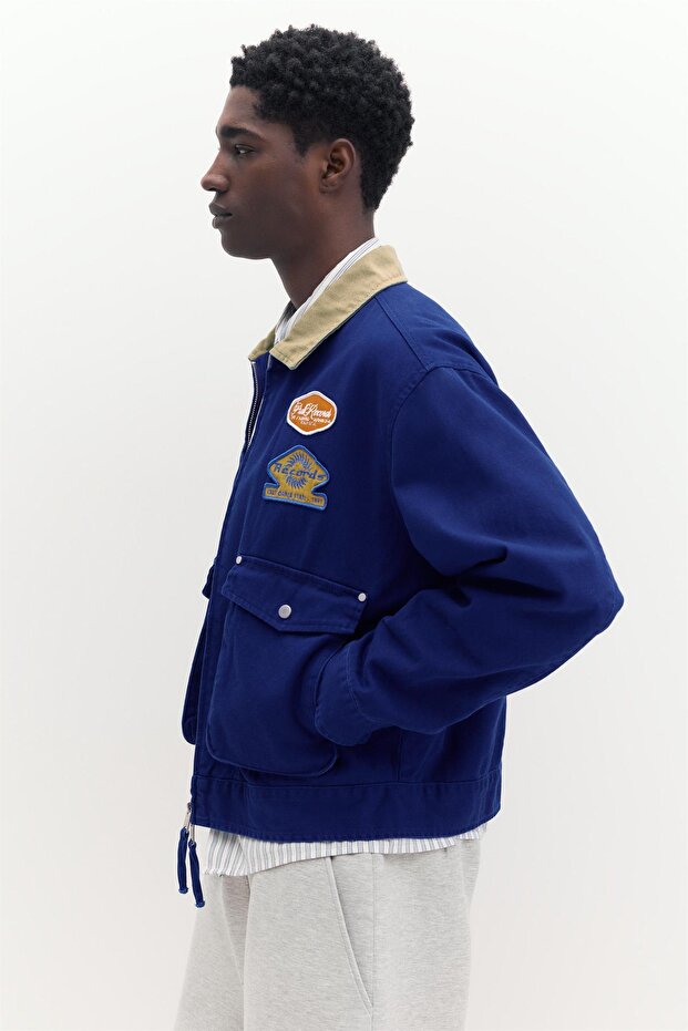 Kombine yakalı yamalı ceket - 5