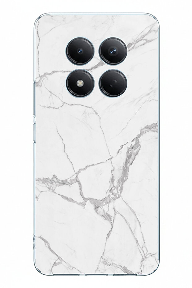 حافظة سيليكون مطبوعة بتصميم رخامي رمادي متوافقة مع هاتف Redmi Note 15 PRO 5G - 1