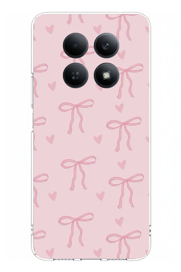 Redmi Note 15 4g Compatible Pink Heart Bow Printed Silicone Case