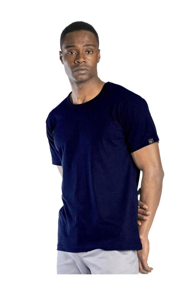 Safesawa Elegans Basic Crew Neck Lycra T-Shirt Navy Blue 2128